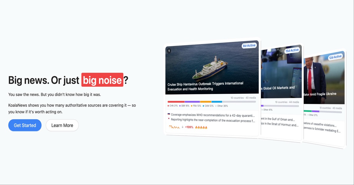 Show HN: KoalaNews – how big is this story, really?